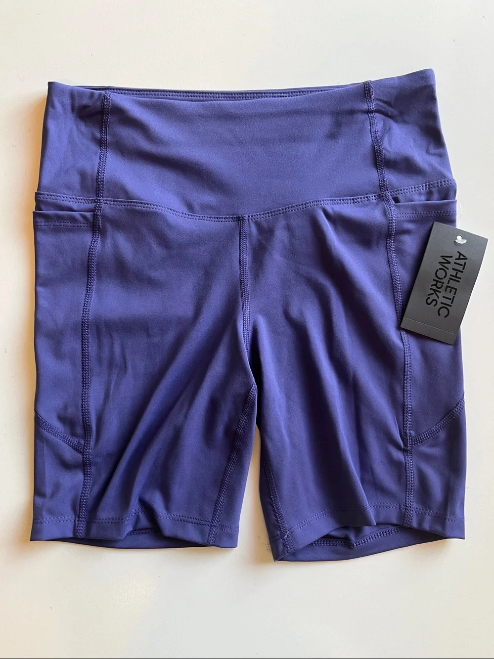 Athletic Works Women’s High-Rise Purple Bike Shorts Size M (8-10) Gym Athletic